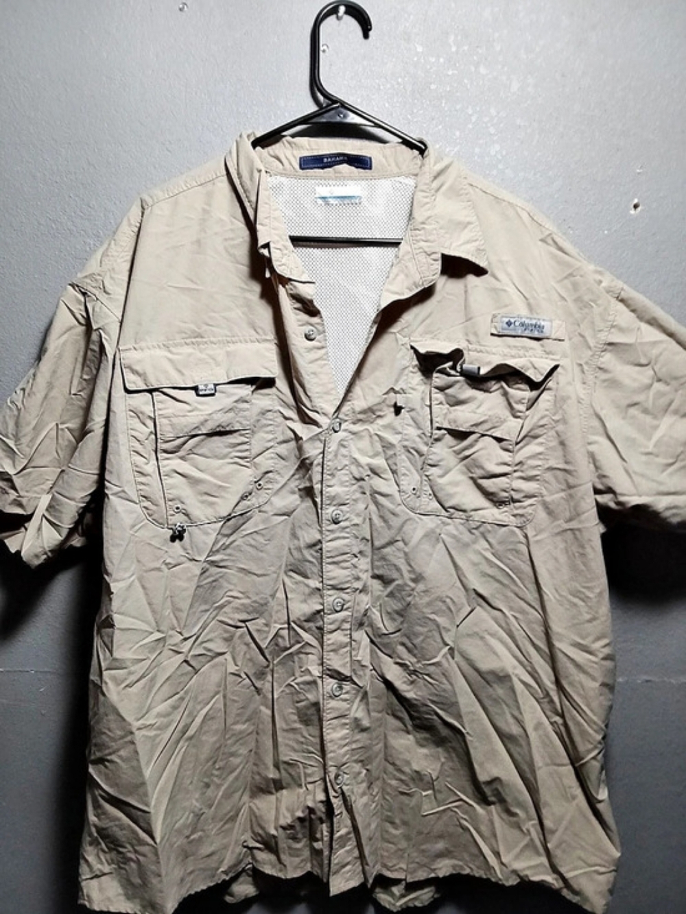 Columbia Men's PFG Bahama II Short Sleeve Shirt II Beige Shirt XXL